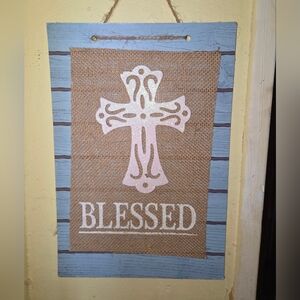 3/$15 - Rustic Blue and Brown 'Blessed' Wall Decor